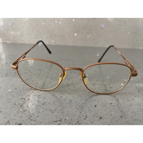 Nintendo Eyewear N-582 MBZ 49-19-135 Gold Full Rim round Eyeglasses Frames ONLY - Picture 1 of 13